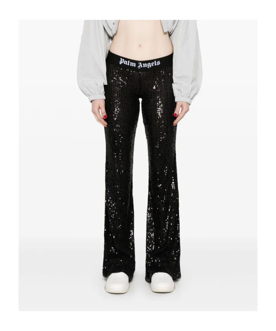 Logo-Tape Sequin Trousers