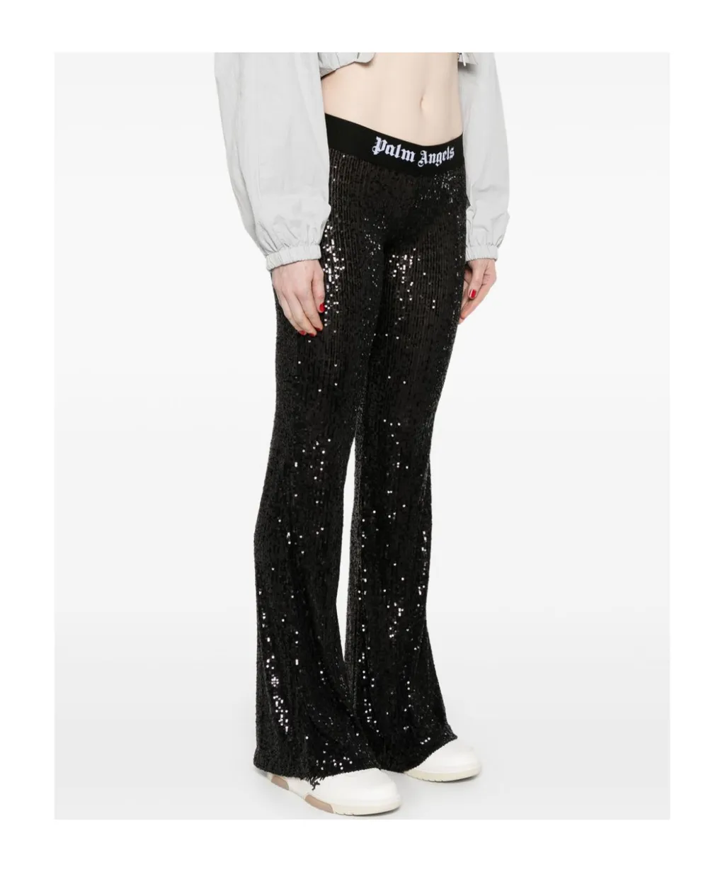 Logo-Tape Sequin Trousers