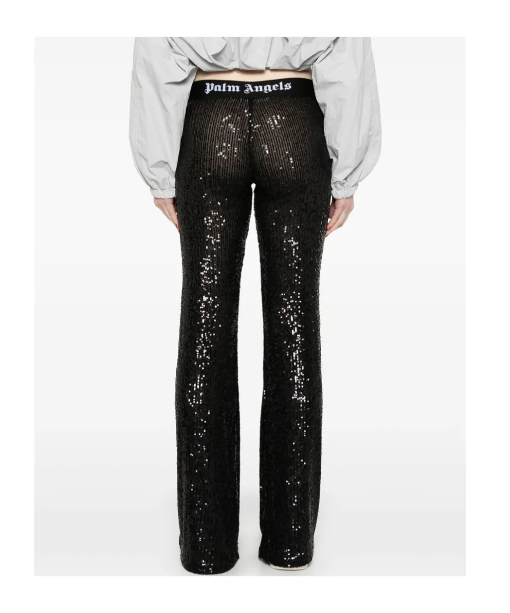 Logo-Tape Sequin Trousers