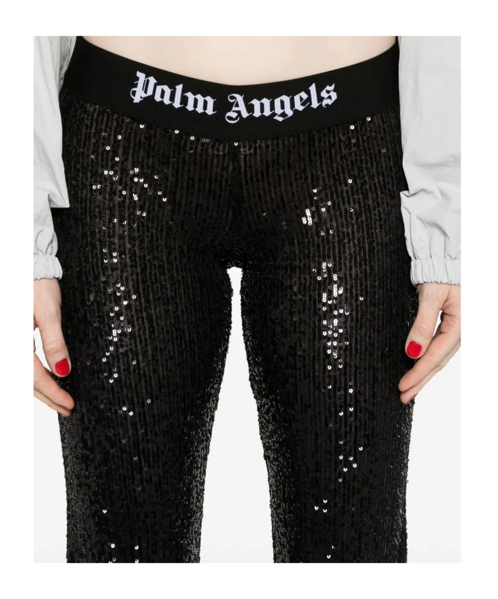 Logo-Tape Sequin Trousers