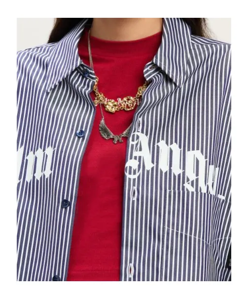 Logo Printed Striped Midi Dress