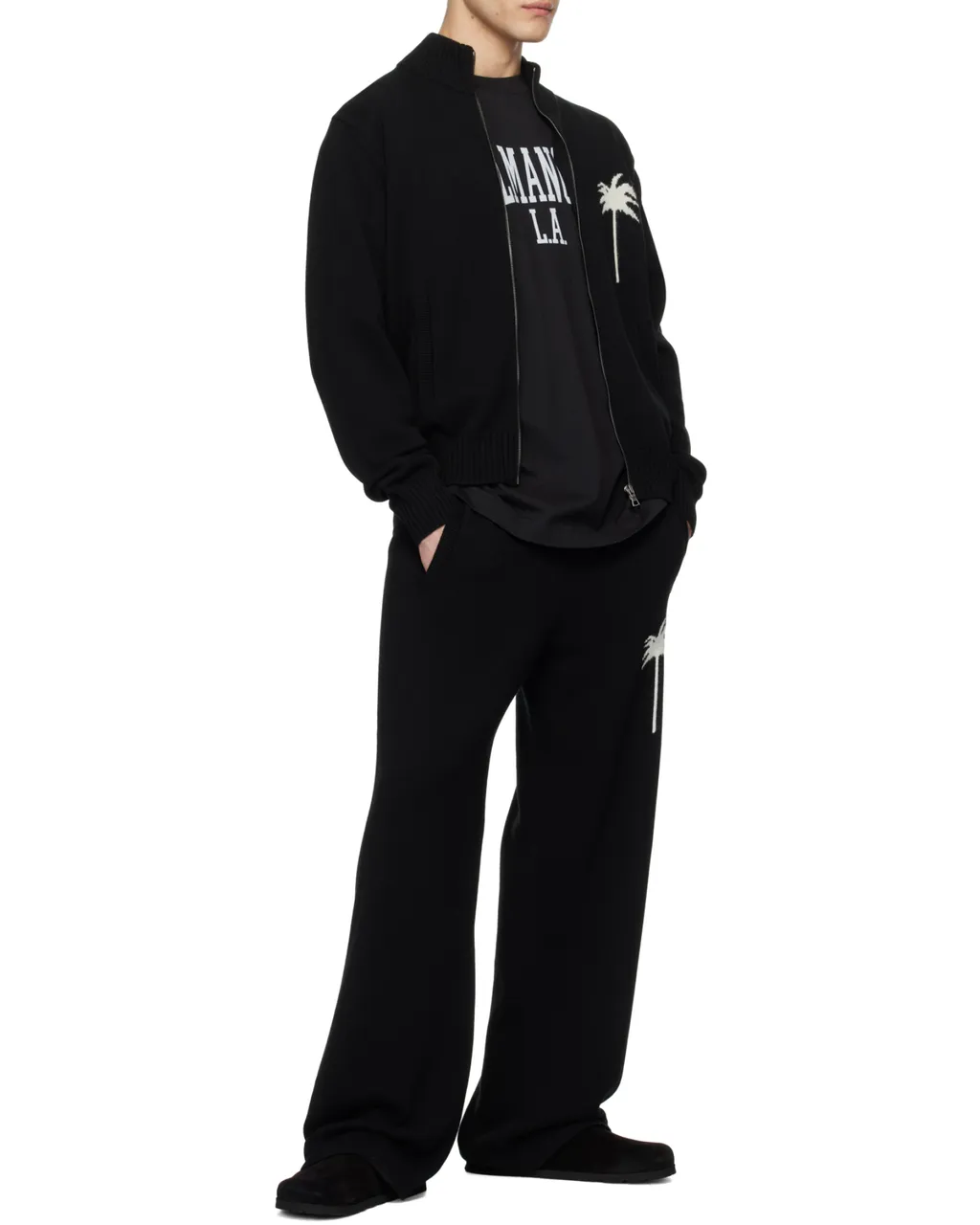 Palm Intarsia Elasticated Waist Pants