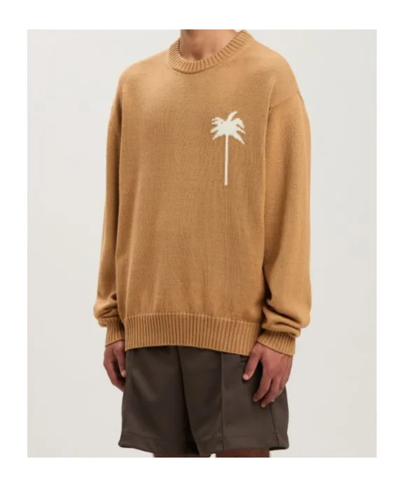 Palm Tree Intarsia Crewneck Knitted Jumper