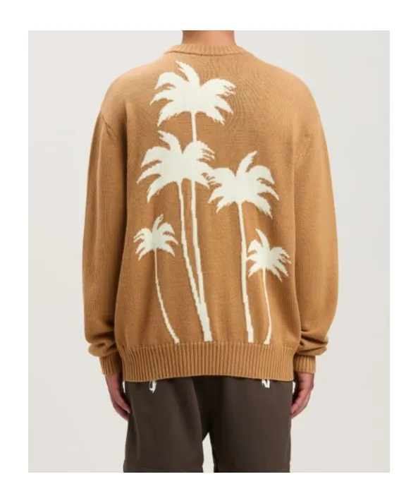 Palm Tree Intarsia Crewneck Knitted Jumper