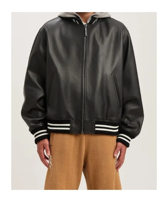 Curved Logo Zipped Bomber Jacket