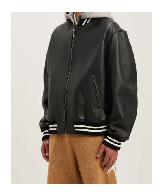 Curved Logo Zipped Bomber Jacket