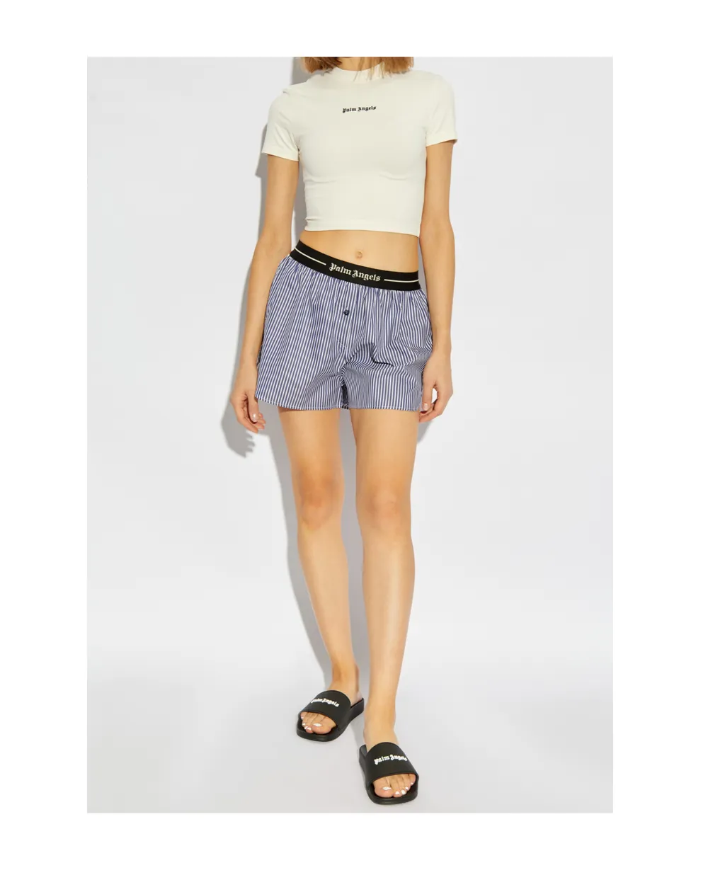 Logo Waistband Striped Shorts