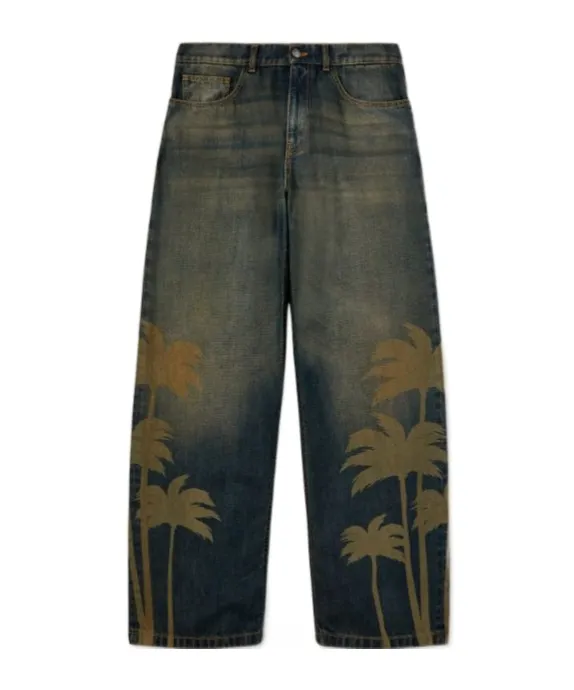 Laser Palm Wide Leg Jeans