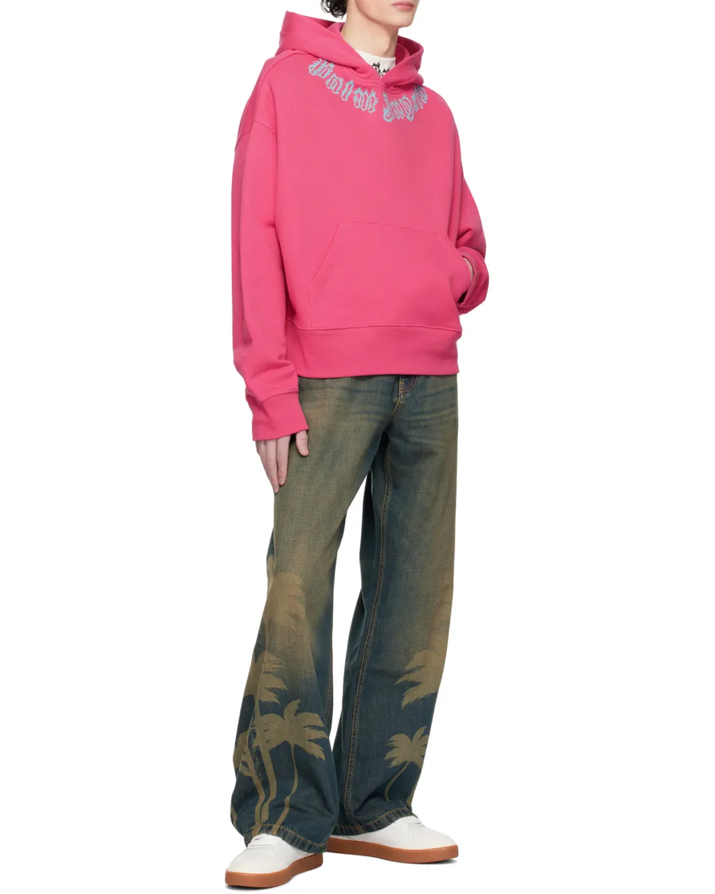 Laser Palm Wide Leg Jeans