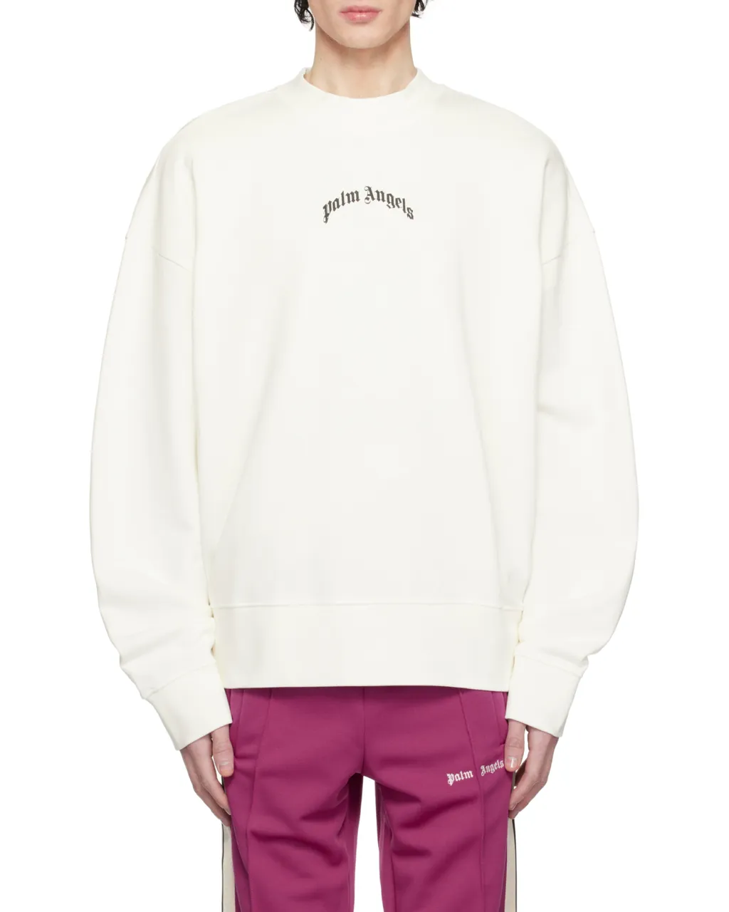Curved-Logo Crewneck Sweatshirt