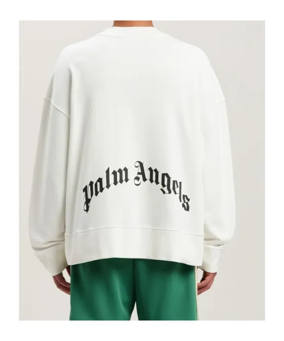 Curved-Logo Crewneck Sweatshirt