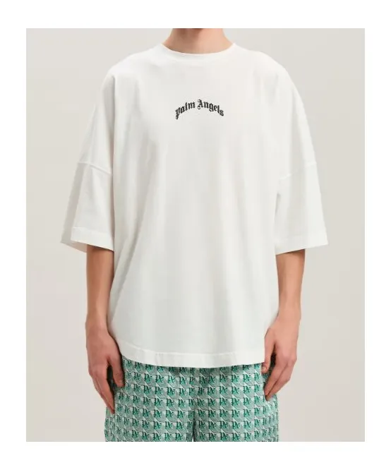 Curved-Logo Crewneck T-Shirt
