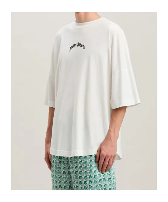 Curved-Logo Crewneck T-Shirt