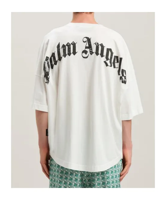 Curved-Logo Crewneck T-Shirt