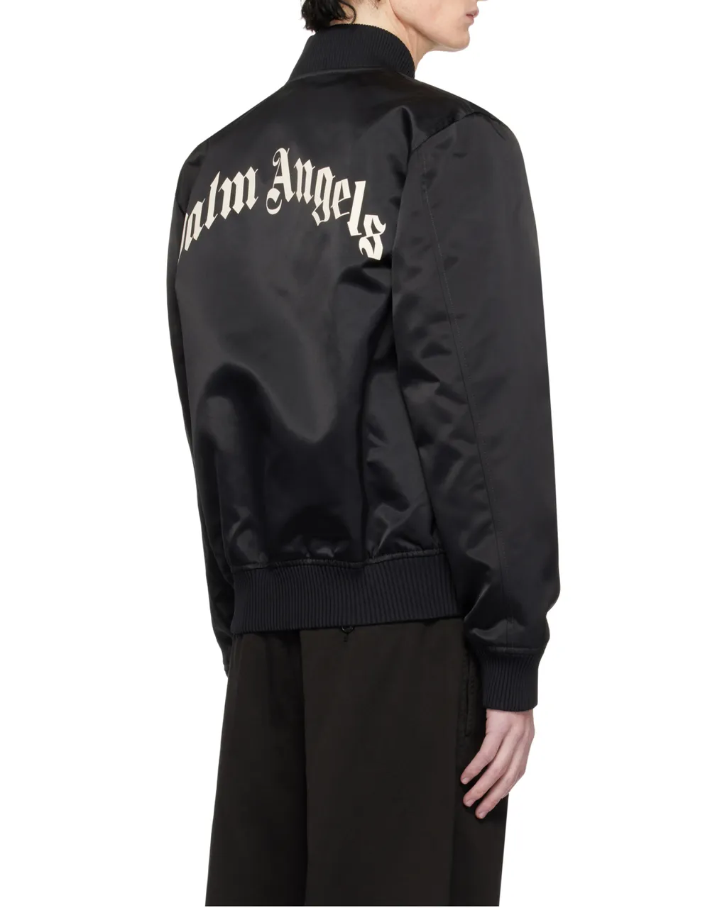 Curved Logo Zipped Bomber Jacket