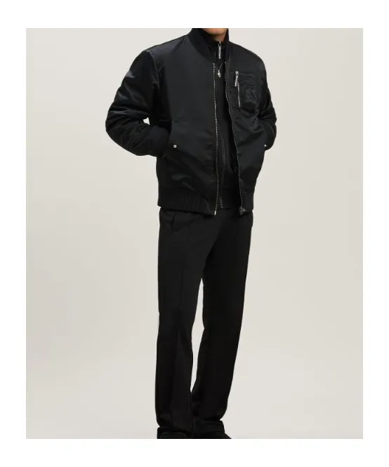 Curved Logo Zipped Bomber Jacket