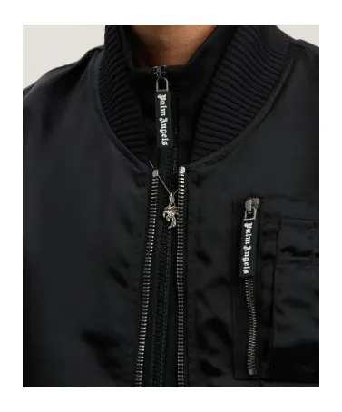 Curved Logo Zipped Bomber Jacket