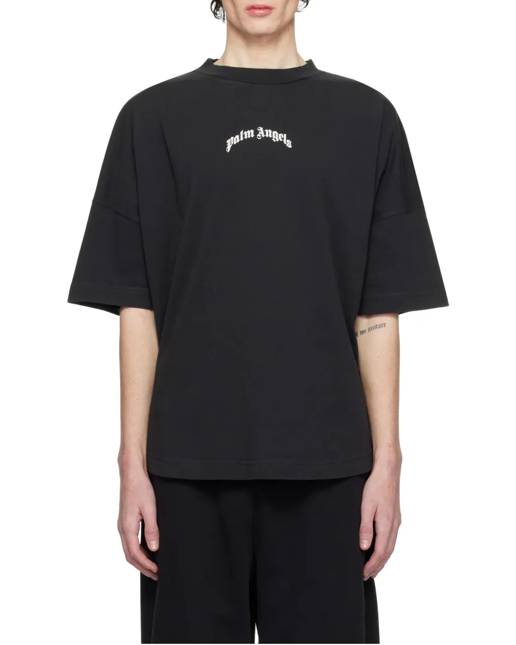 Curved-Logo Crewneck T-Shirt