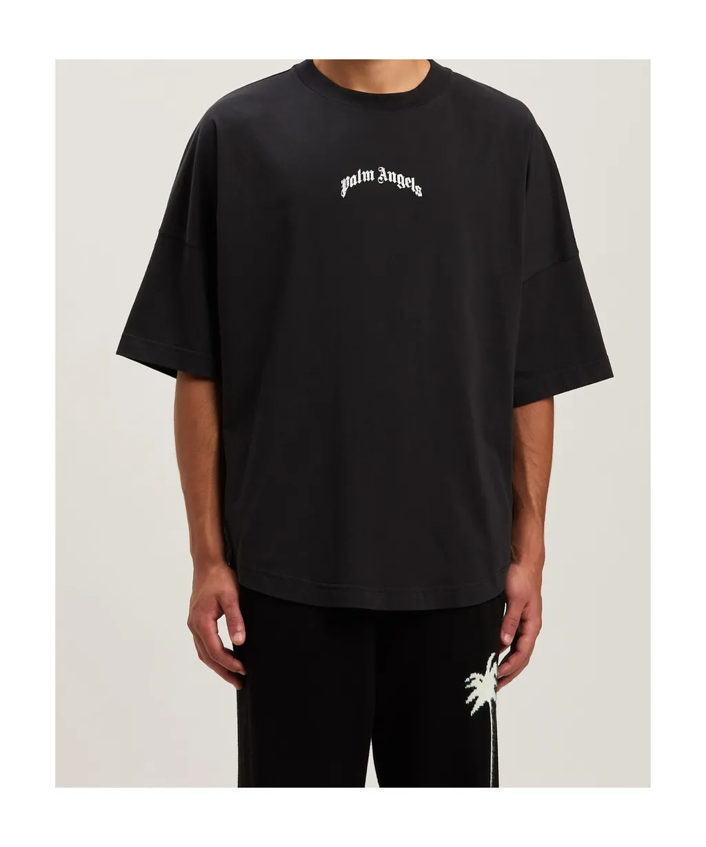 Curved-Logo Crewneck T-Shirt