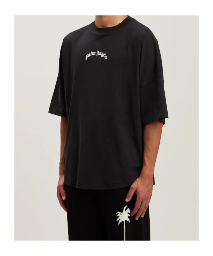 Curved-Logo Crewneck T-Shirt