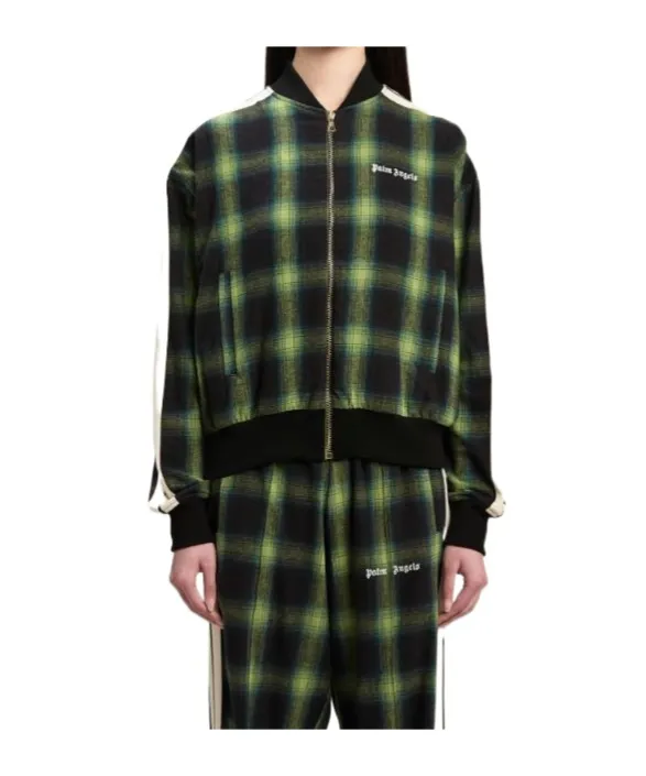 Logo Embroidered Checked Pilot Jacket