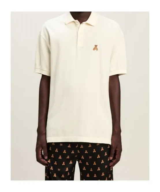 Bear Embroidered Short-Sleeved Polo Shirt