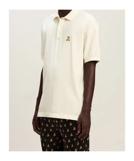 Bear Embroidered Short-Sleeved Polo Shirt