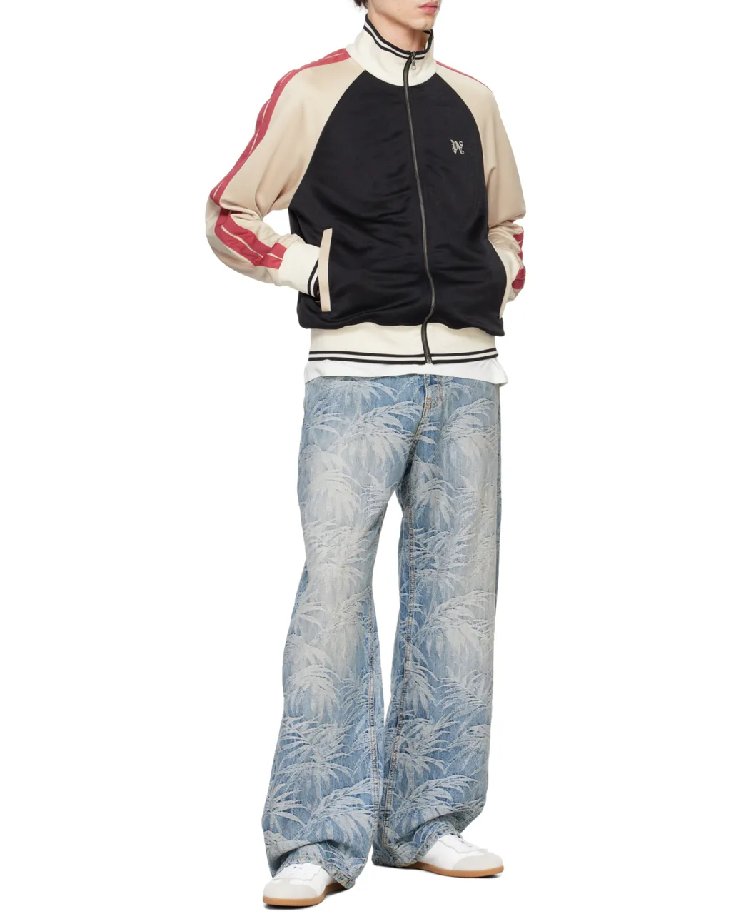 Monogram Embroidered High Neck Track Jacket