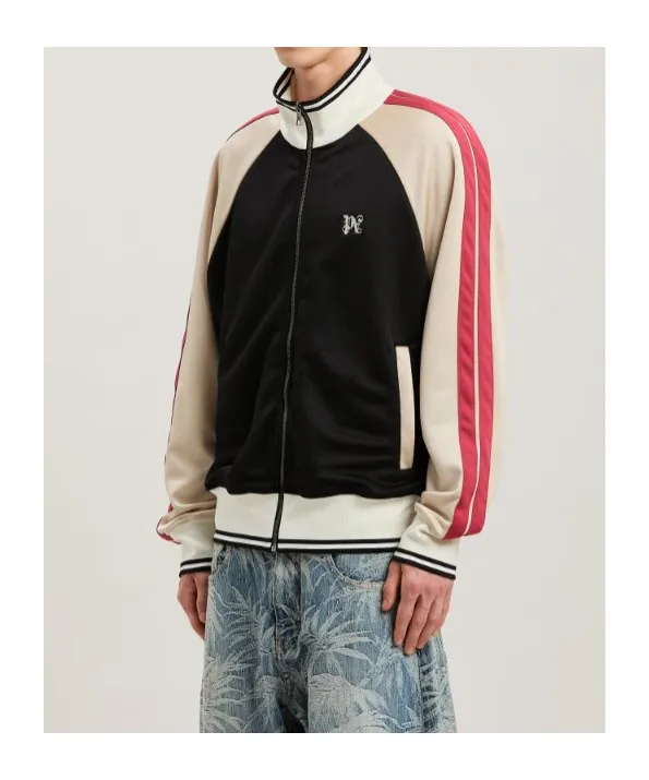 Monogram Embroidered High Neck Track Jacket