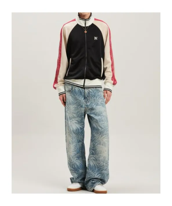 Monogram Embroidered High Neck Track Jacket