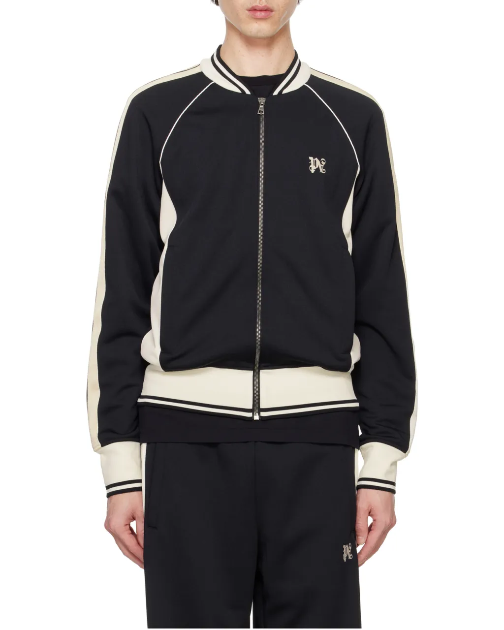 Pa Monogram Embroidered Zip-Up Sweatshirt