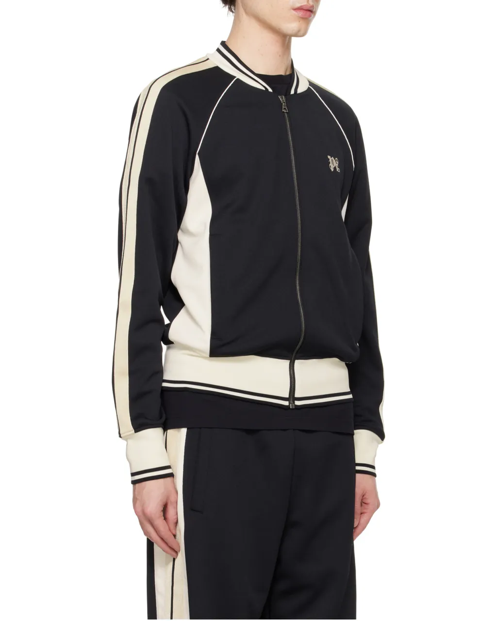 Pa Monogram Embroidered Zip-Up Sweatshirt
