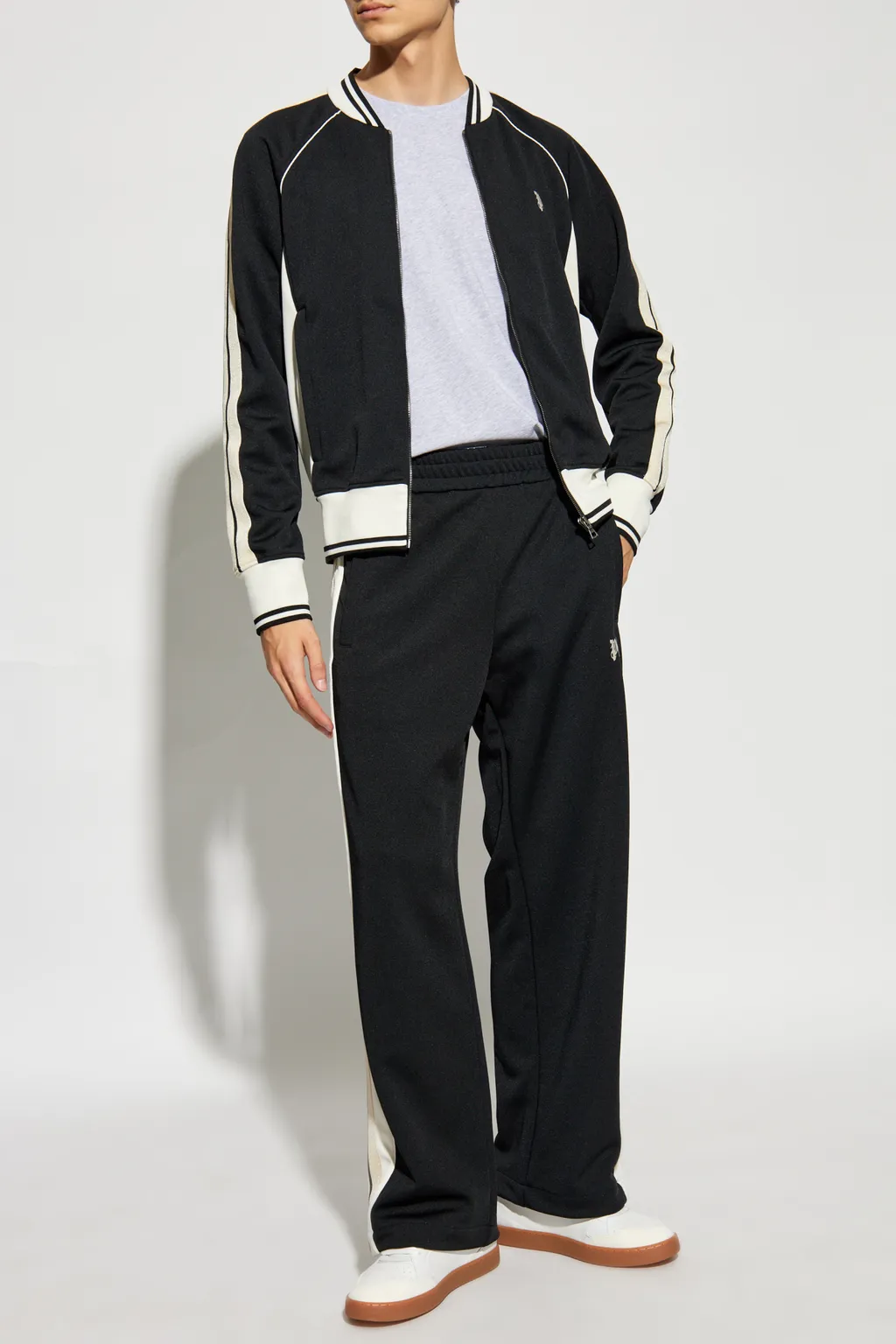 Pa Monogram Embroidered Zip-Up Sweatshirt