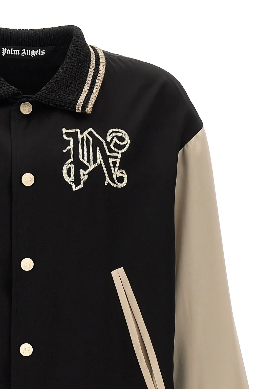 Buttoned Long-Sleeved Bomber Jacket