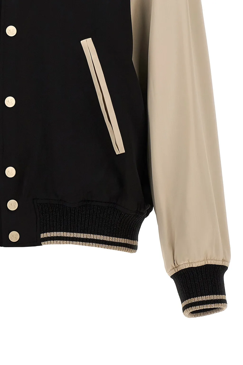 Buttoned Long-Sleeved Bomber Jacket