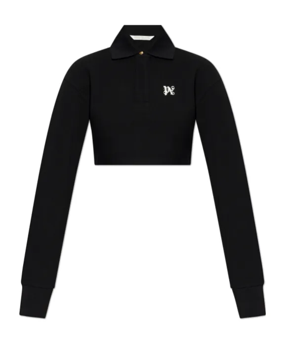 Pa Monogram Embroidered Cropped Polo Shirt