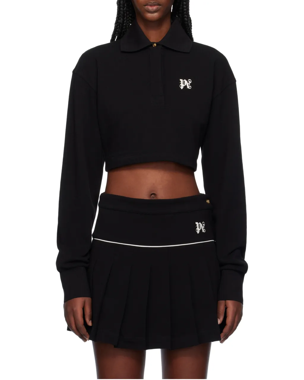 Pa Monogram Embroidered Cropped Polo Shirt
