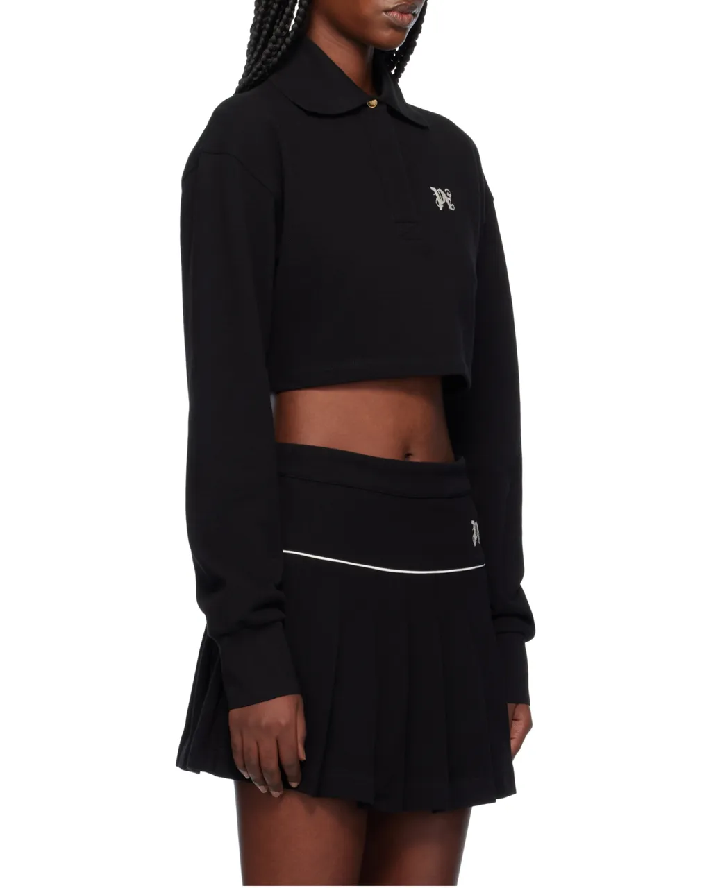 Pa Monogram Embroidered Cropped Polo Shirt