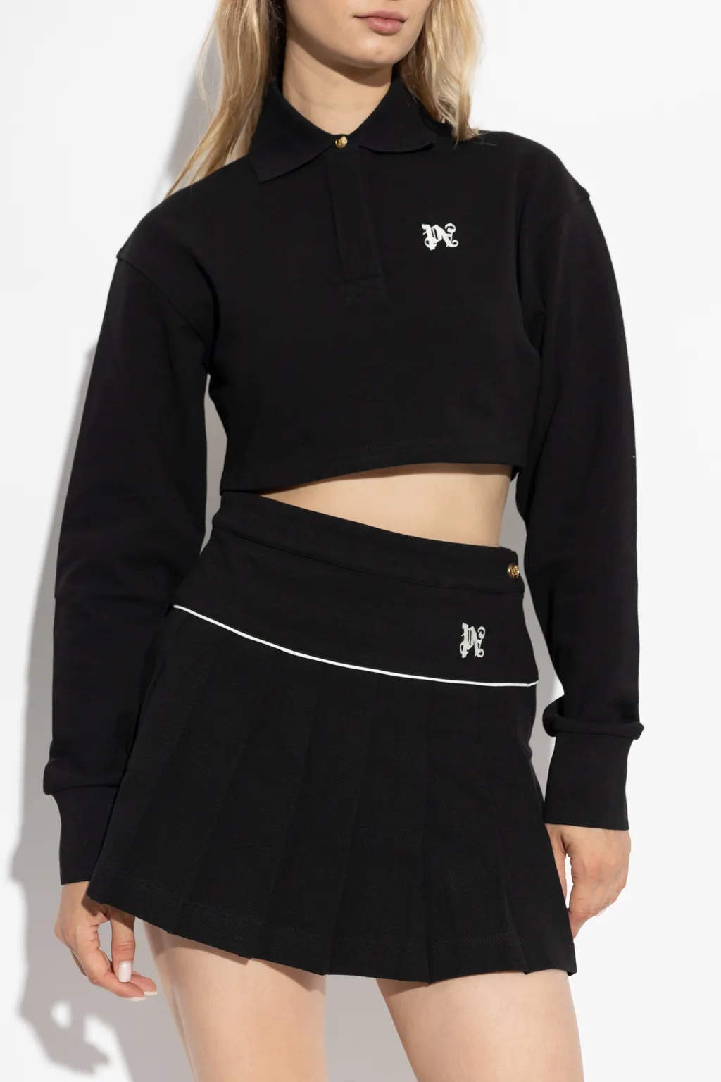 Pa Monogram Embroidered Cropped Polo Shirt