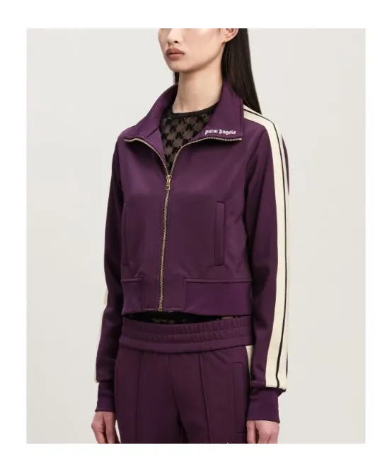 Logo Embroidered Zip-Up Cropped Jacket