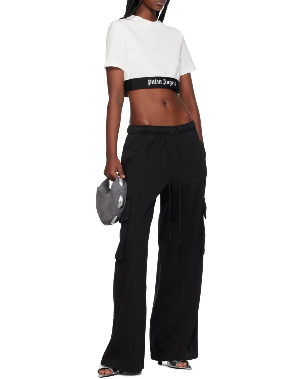 Low-Rise Drawstring Wide-Leg Cargo Trousers