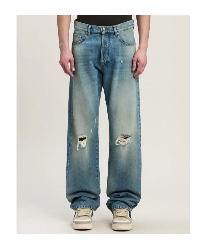 Straight Leg Ripped Jeans