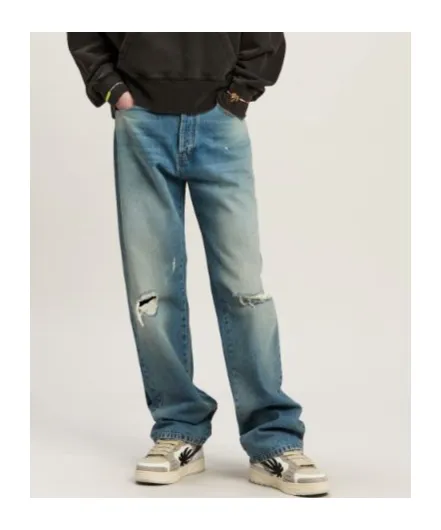 Straight Leg Ripped Jeans
