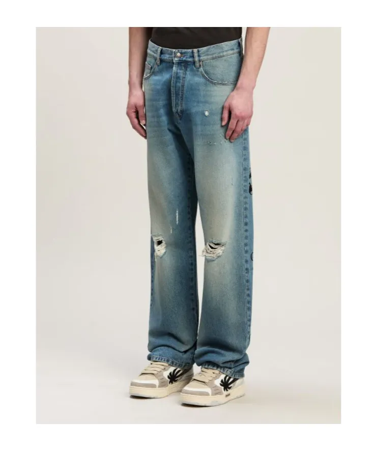 Straight Leg Ripped Jeans