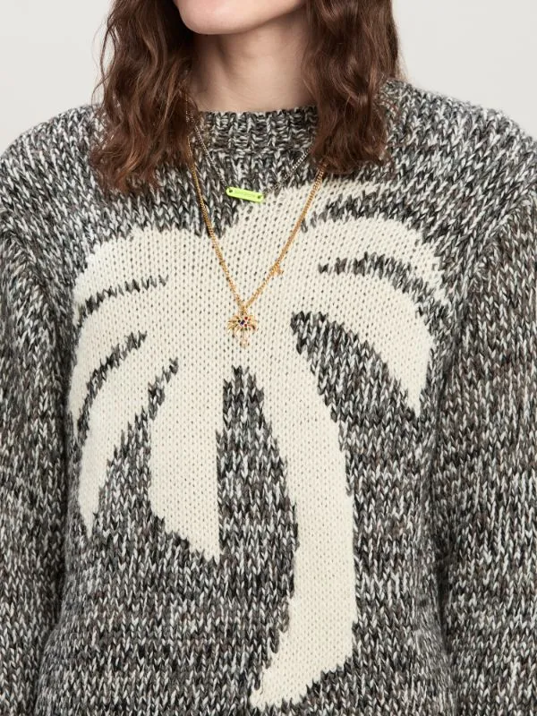 Palm Intarsia Crewneck Knitted Jumper