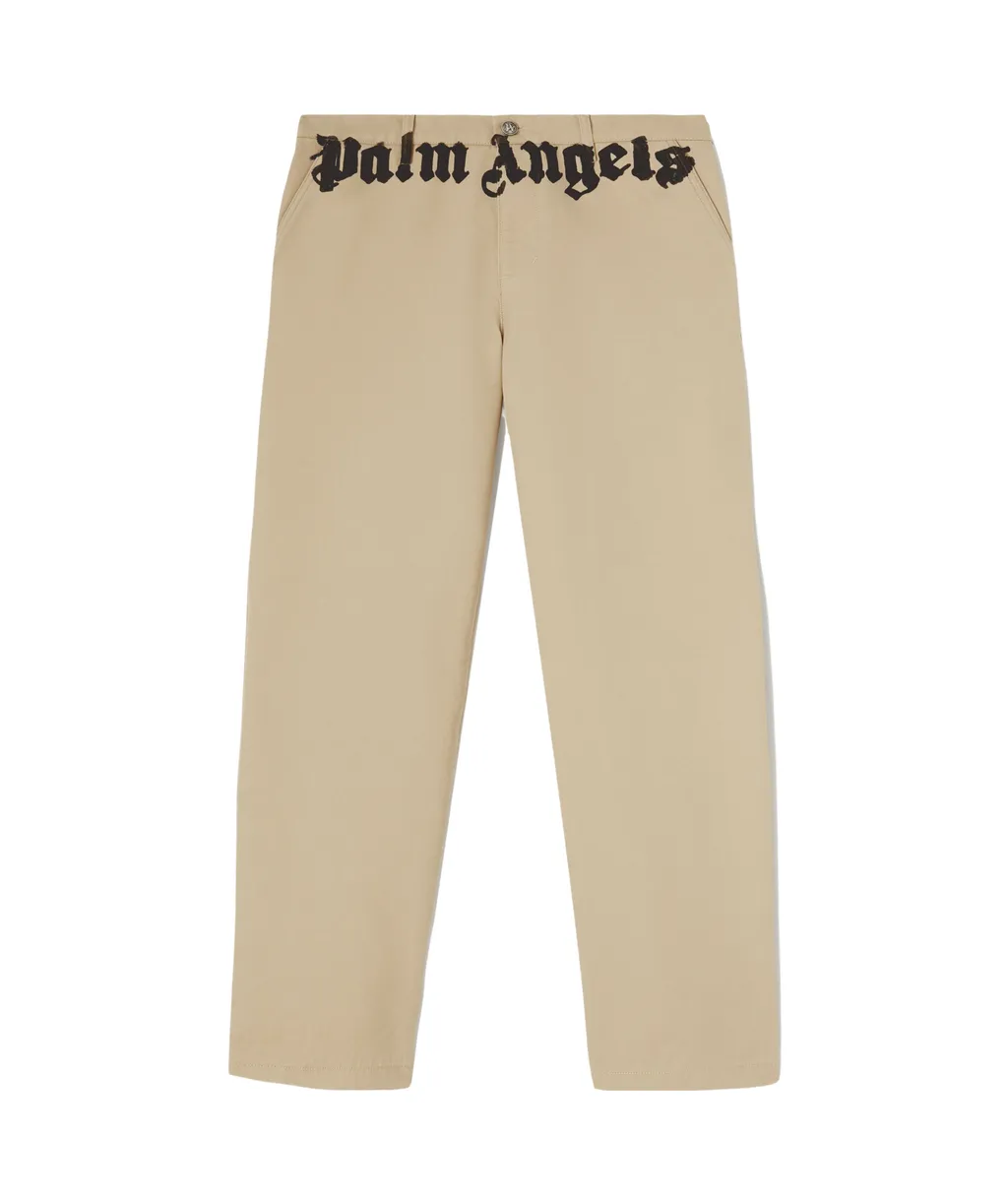 Logo Printed Straight Leg Chino Pants