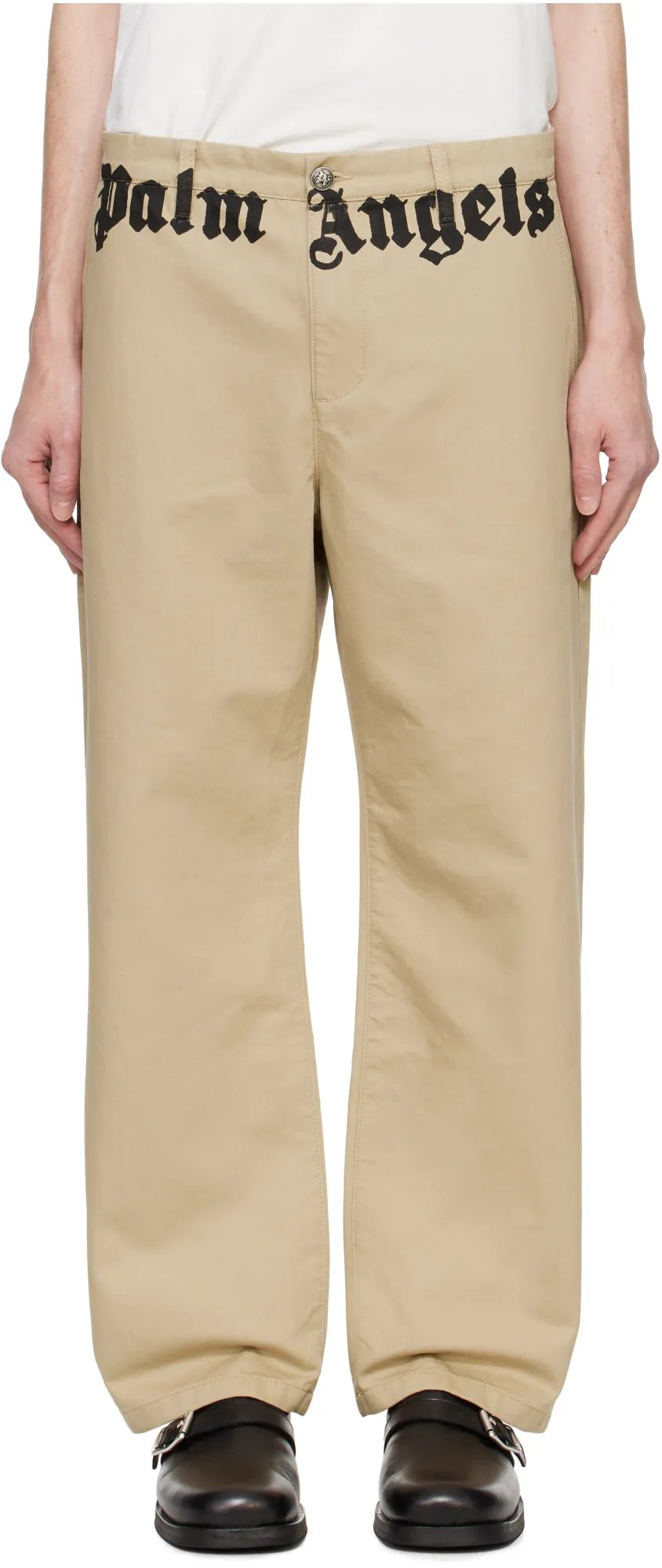 Logo Printed Straight Leg Chino Pants