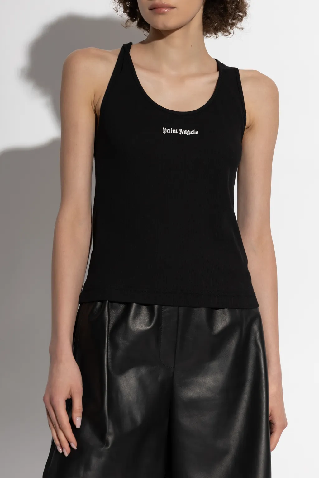Logo Embroidered Ribbed Tank Top