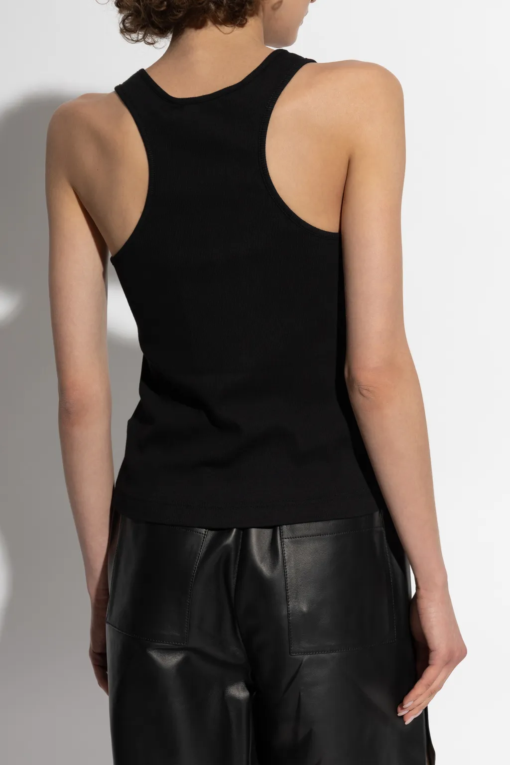 Logo Embroidered Ribbed Tank Top