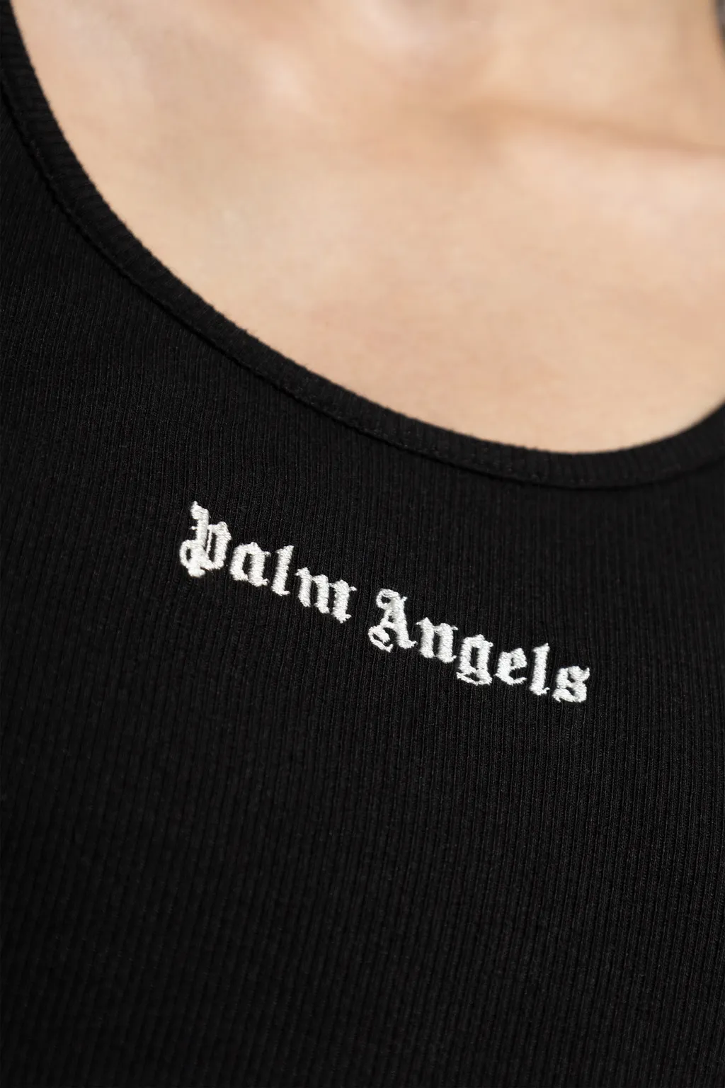 Logo Embroidered Ribbed Tank Top